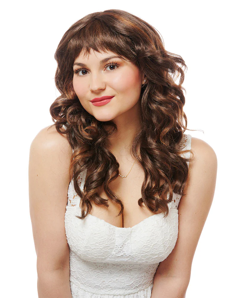 Ciao Bella Fringe Curly Brown Wig - Image 2