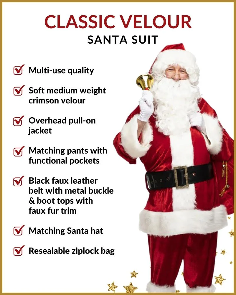 Classic Velour Santa Suit Mens Christmas Costume - Image 5
