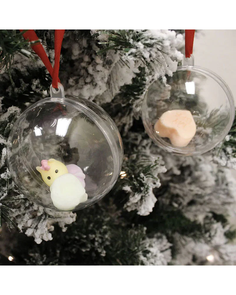 Clear Plastic Fillable Christmas Ball Ornaments Pack of 15 - Image 2