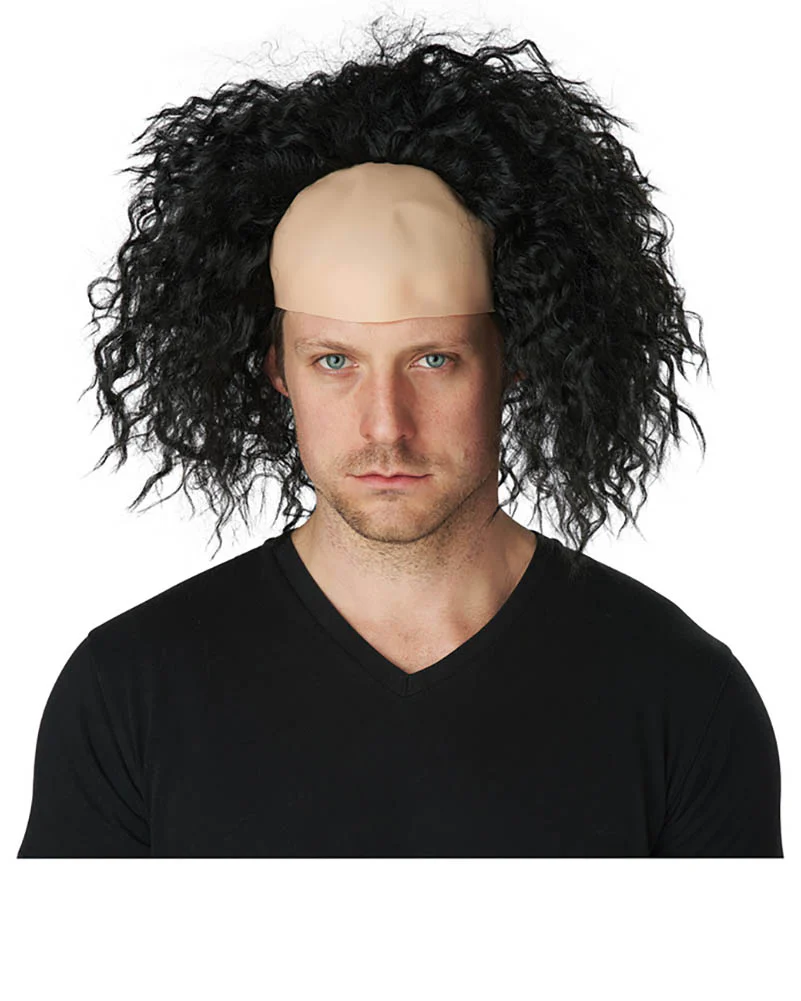 Clown Pattern Baldness Curly Black Wig