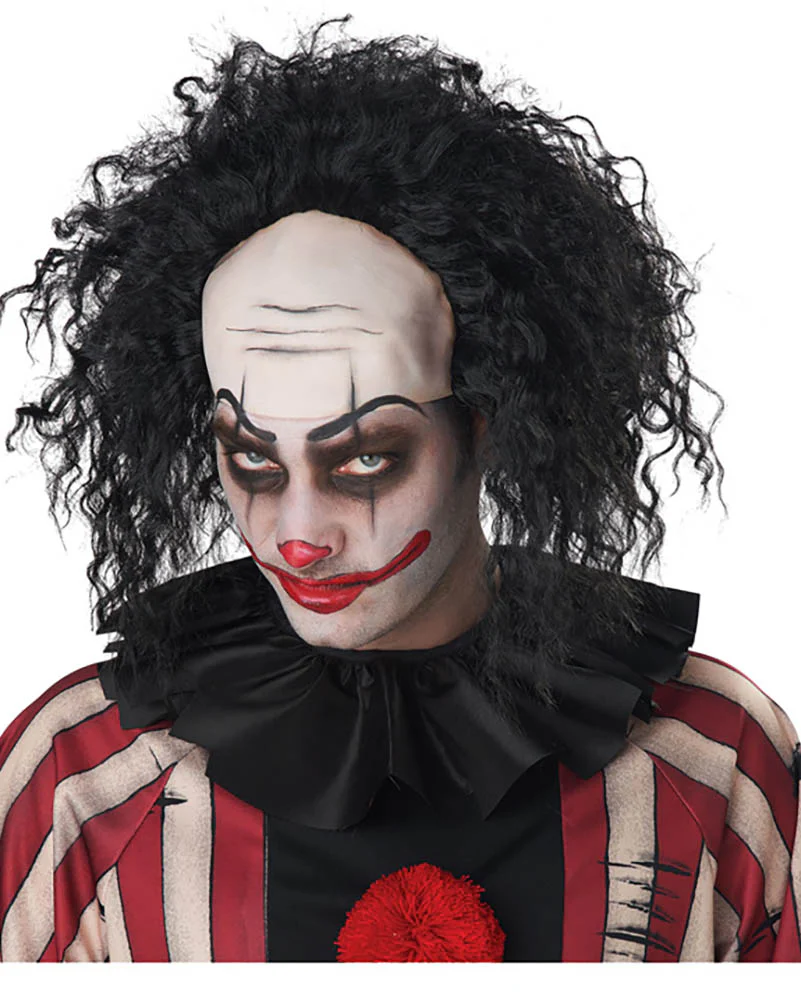Clown Pattern Baldness Curly Black Wig - Image 2