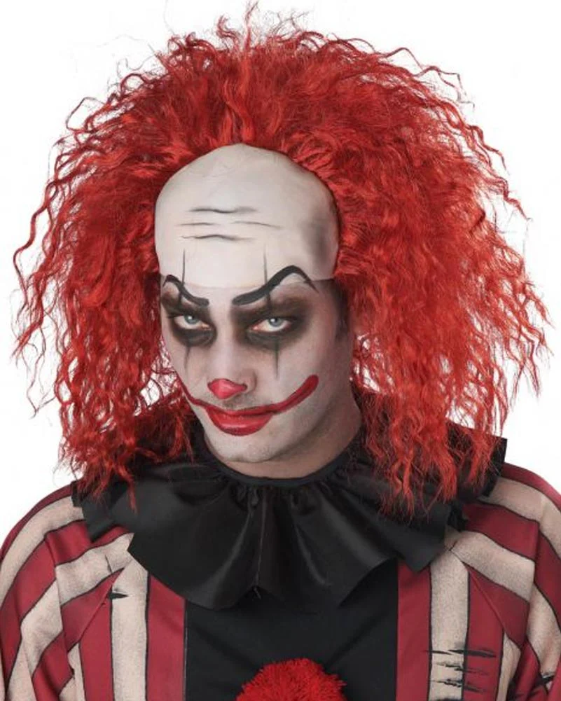 Clown Pattern Baldness Curly Red Wig - Image 2