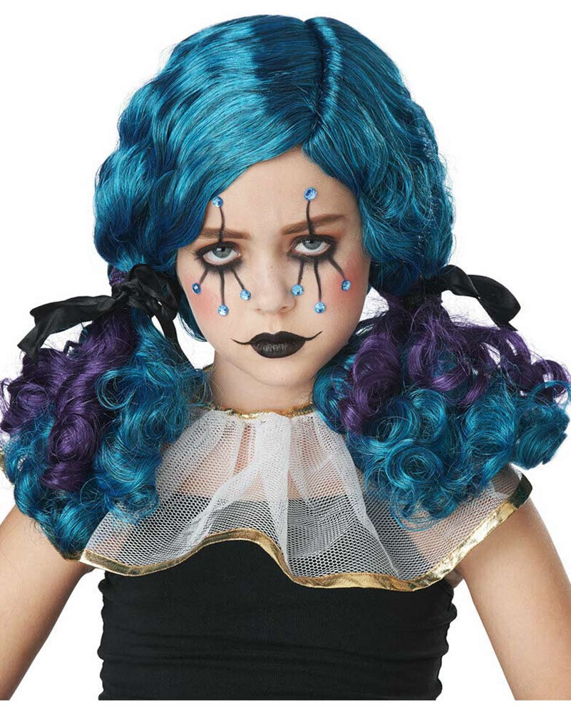 Clowny Curls Blue Kids Wig - Image 2