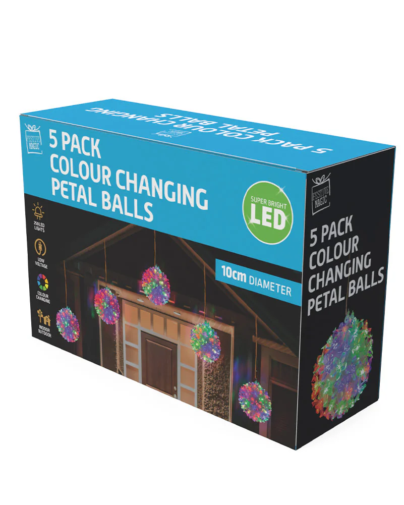 Colour Change LED Petal Balls 10cm Pack of 5 - Image 4