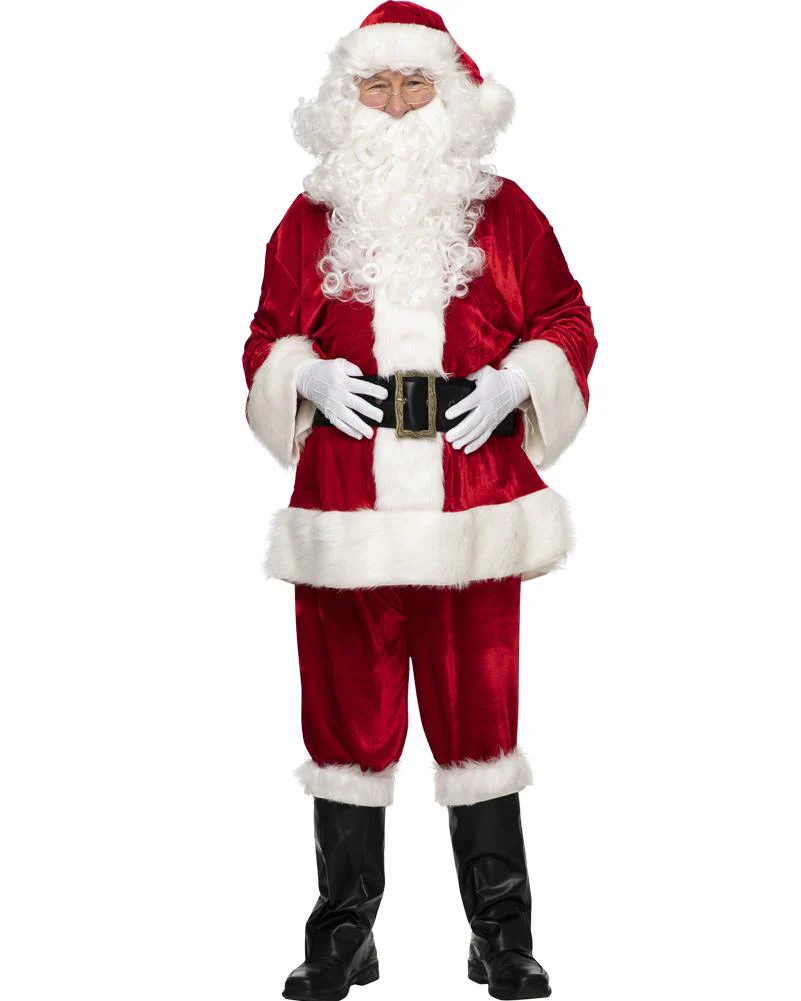 Complete Velour Santa Suit and Accessory Christmas Bundle - Image 2