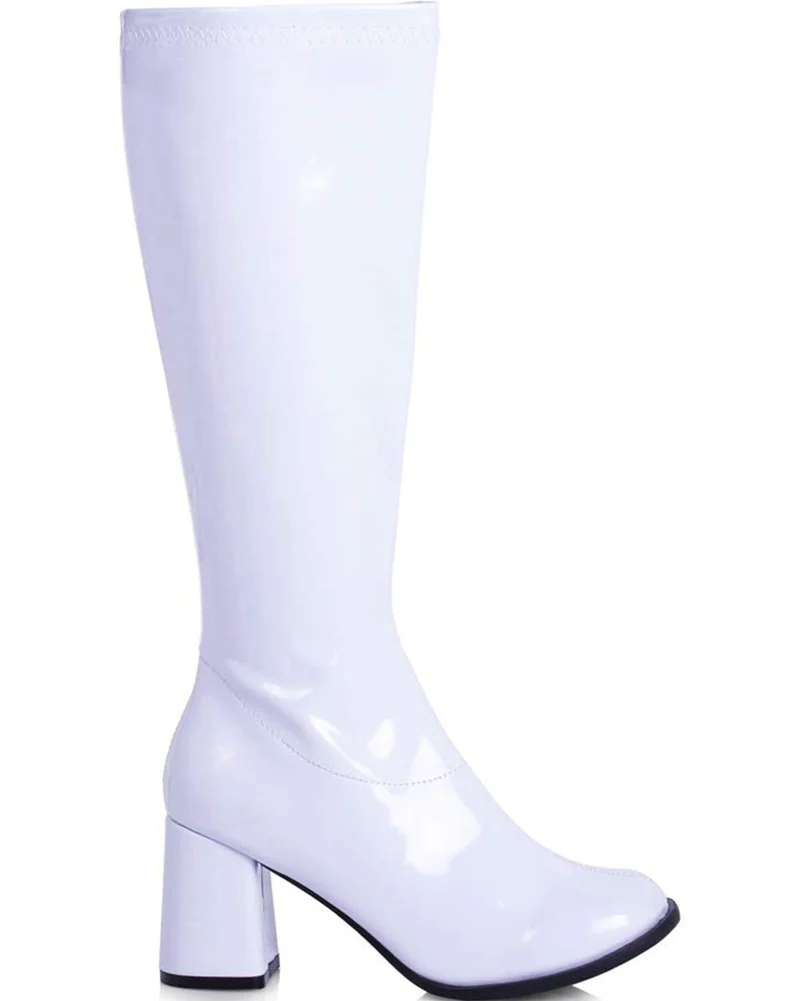 Cool White Patent Go Go Womens Boots Size 8