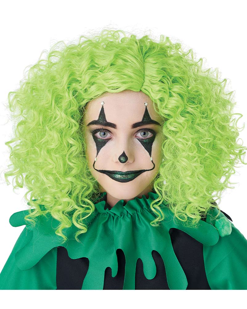 Corkscrew Clown Curly Green Wig - Image 2