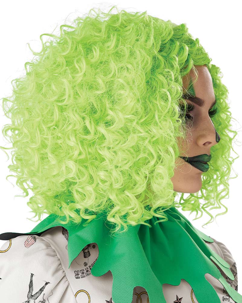 Corkscrew Clown Curly Green Wig - Image 4