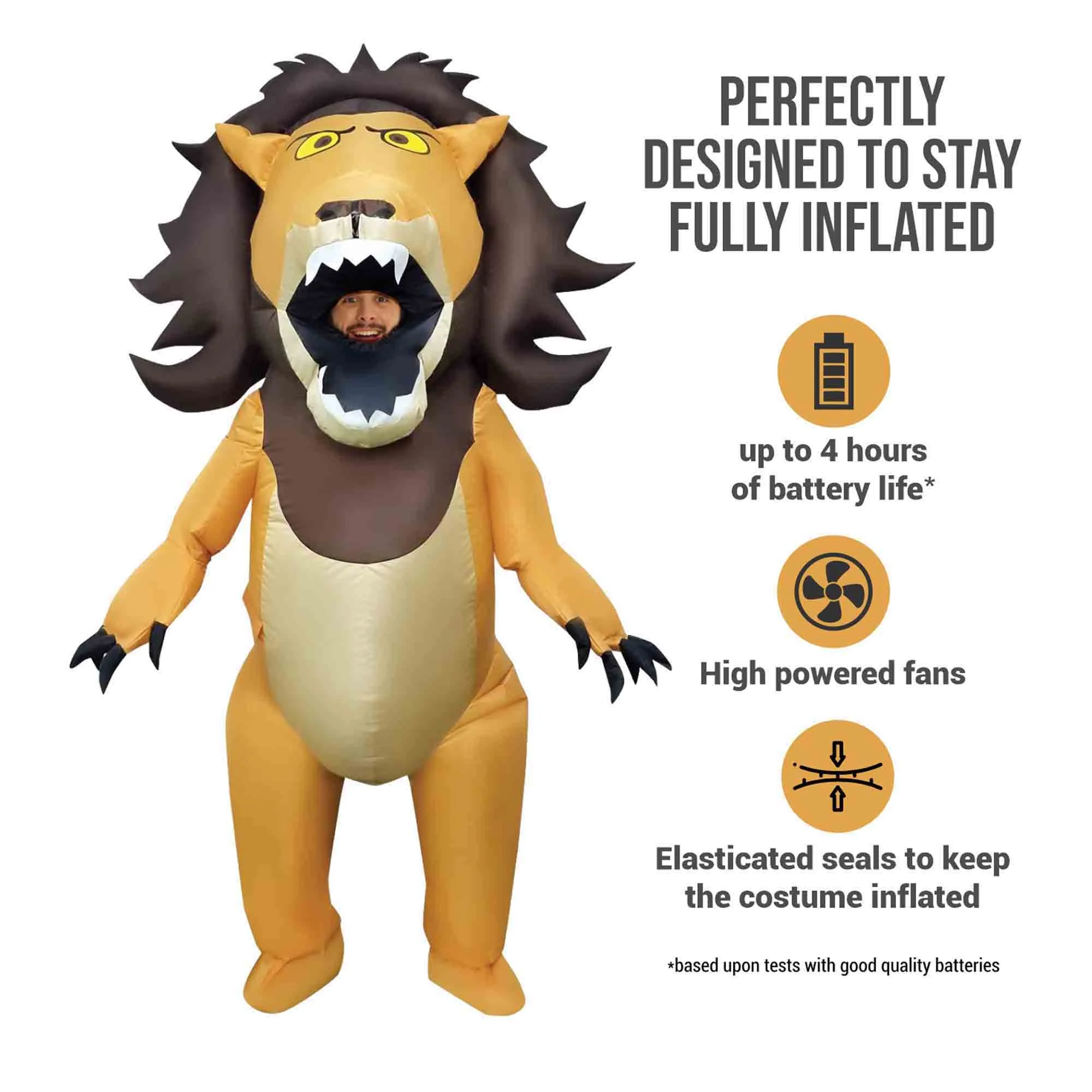 Big Mouth Inflatable Lion Adult Costume Standard Size - Image 3