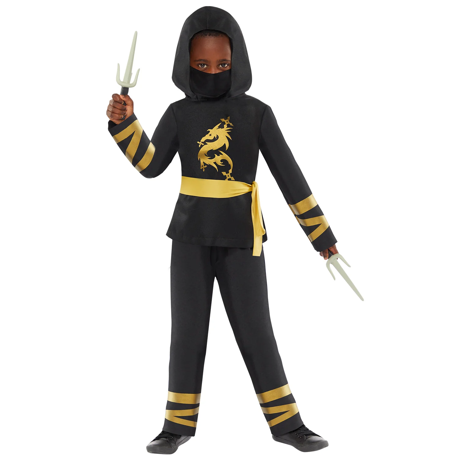 Gold Ninja Boys Costume 8-10 Years