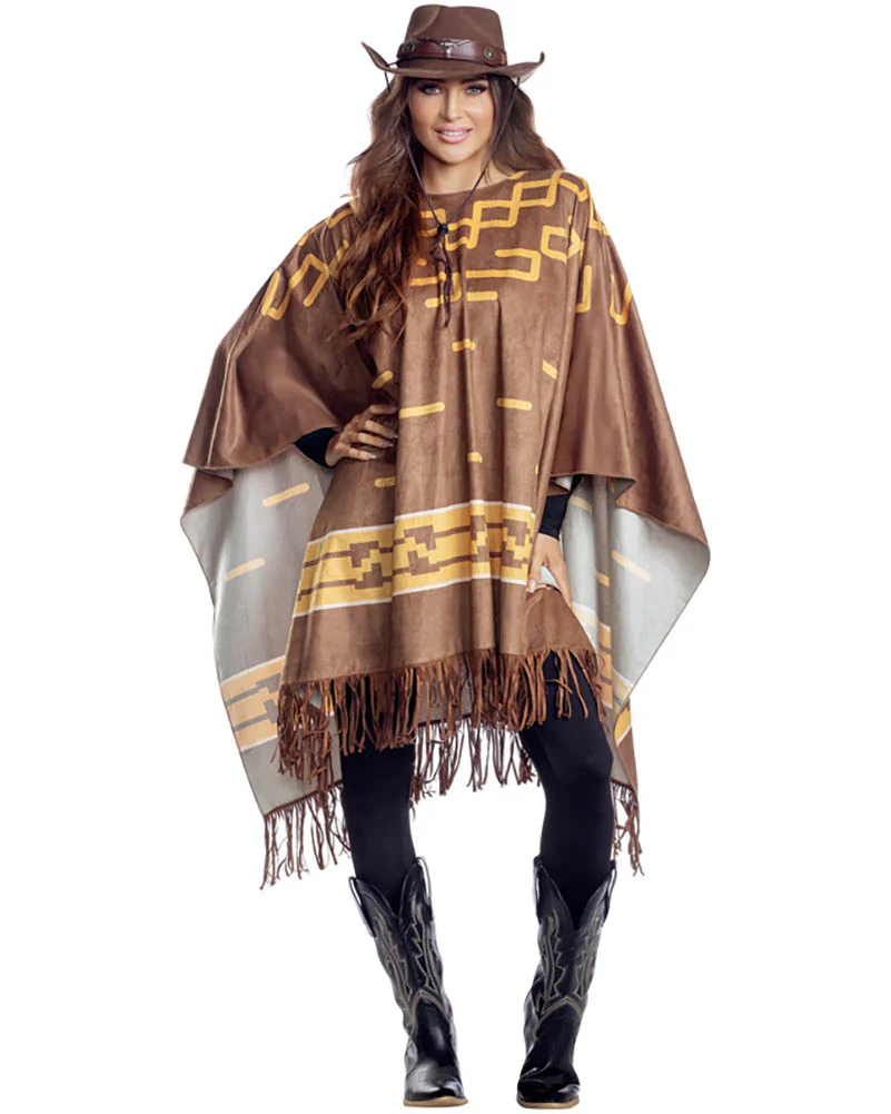 Cowboy Poncho Adult Costume - Image 4