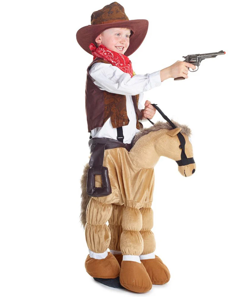 Cowboy Ride On Plush Pony Kids Costume - Image 4