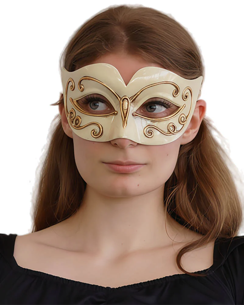 Cream and Gold Masquerade Eye Mask
