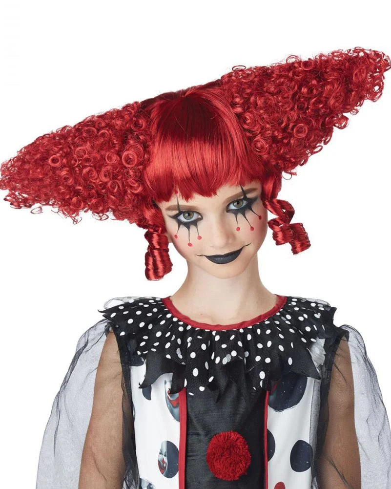Creepy Clown Red Curly Wig - Image 2