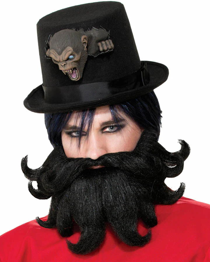 Creepy Ringmaster Black Moustache and Beard