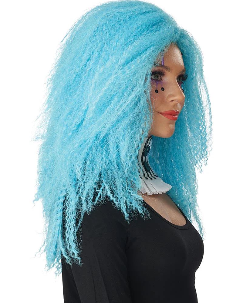 Crimped N Kooky Long Blue Wig - Image 2