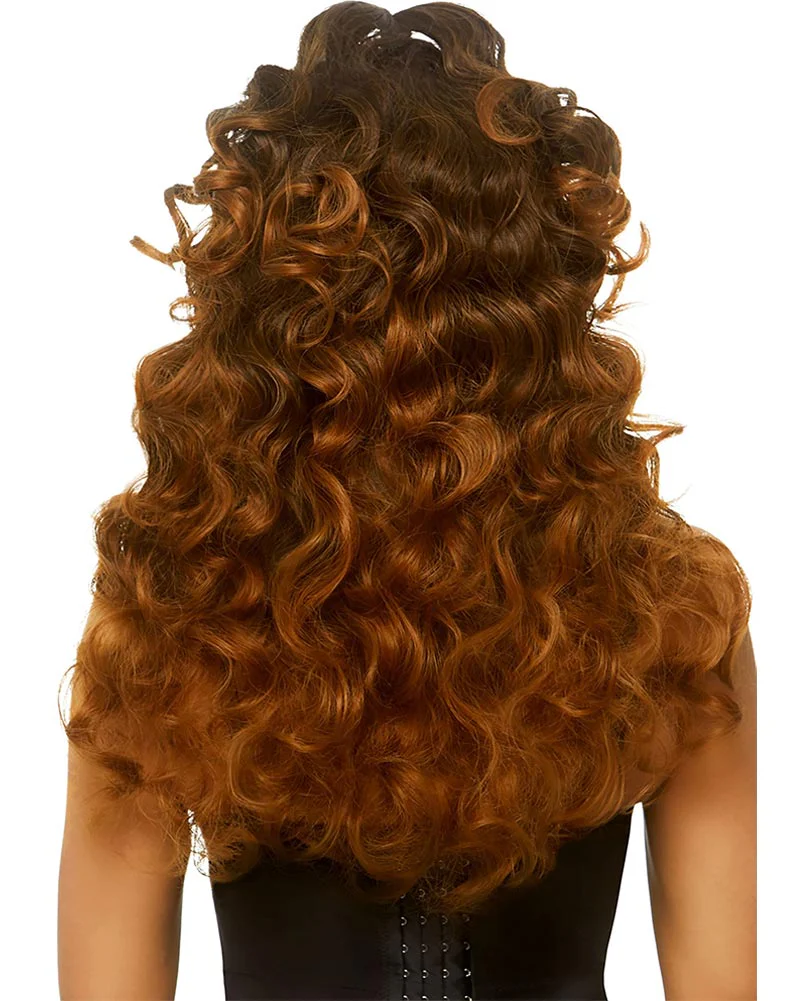 Curly Long Brown Wig with Half Pony - Image 2