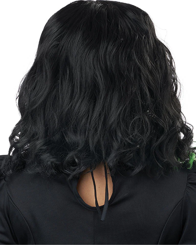 Cute N Crafty Short Black and Green Wig - Image 4