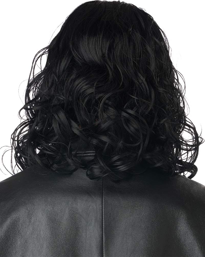 Dark Avenger Curly Long Black Wig - Image 3