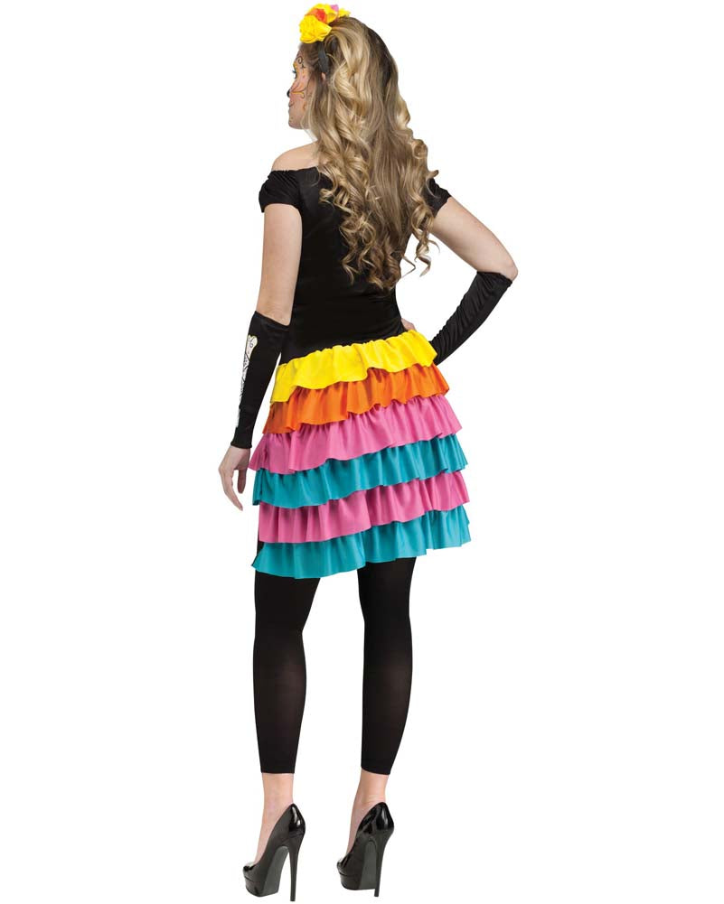 Day of the Dead Rainbow Womens Costume - Image 2