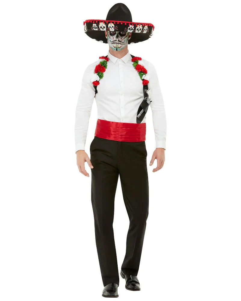 Day Of The Dead Red Sombrero Holster and Cummerbund Set - Image 3
