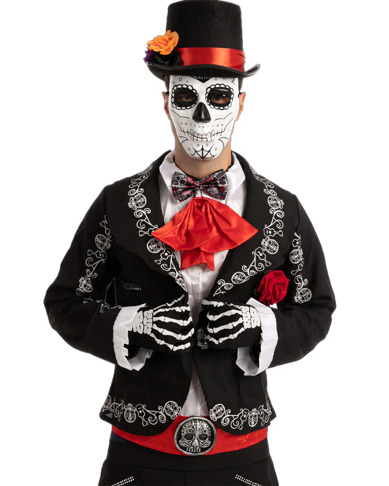 Day of the Dead Short Gloves Hat and Bow Tie - Image 2