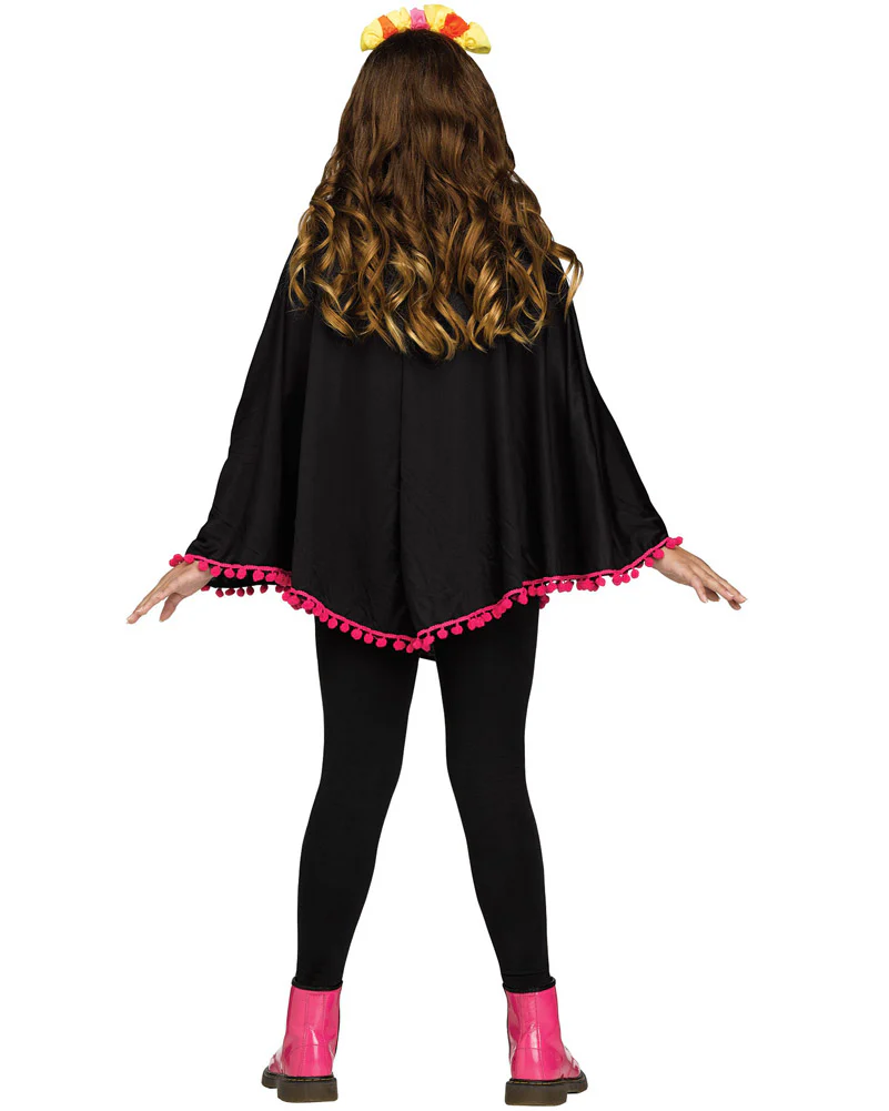 Day of the Dead Skeleton Kids Poncho - Image 2