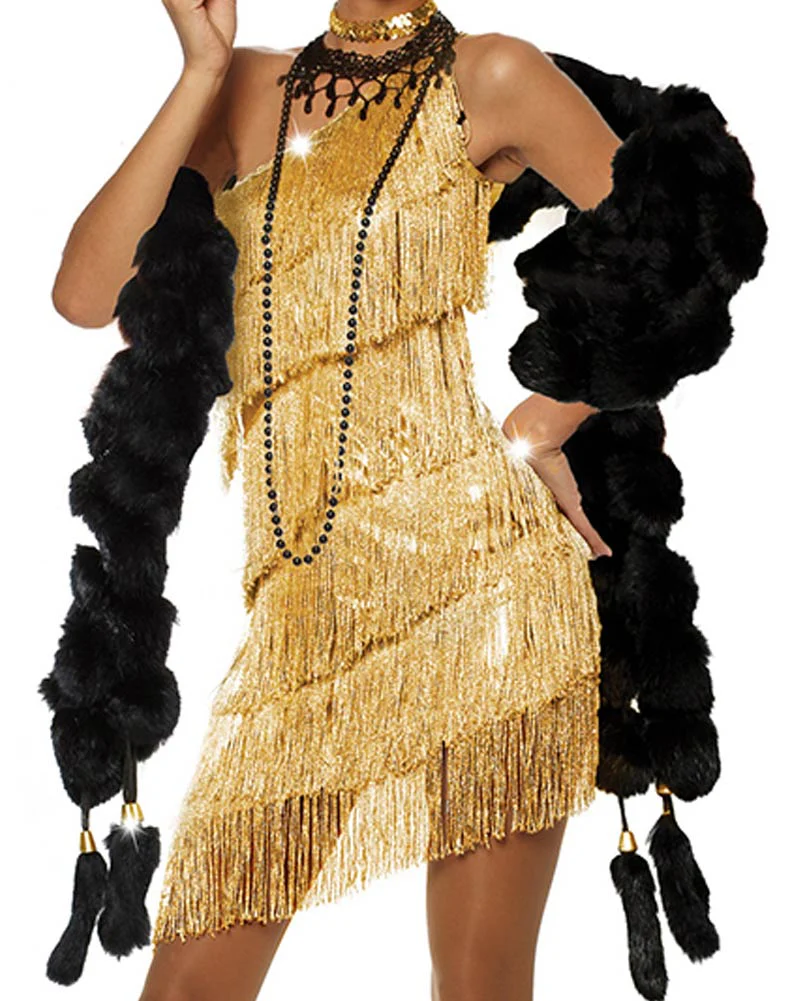 20s Dazzling Gold Flapper Womens Costume - Image 2