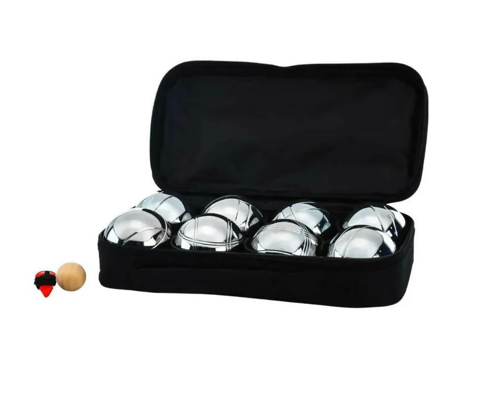 Deluxe 8 Metal Bowls Bocce or Petanque Silver Game Set - Image 3