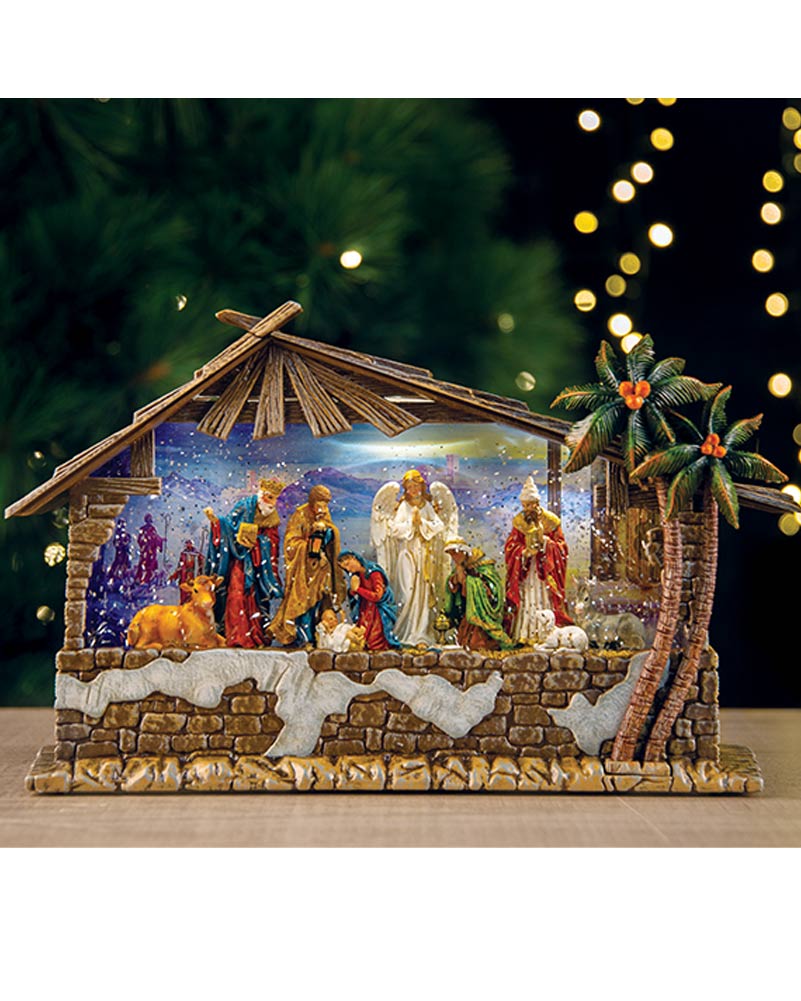 Deluxe USB Christmas LED Nativity Scene with Glitter Swirl and Music 34cm - Image 2