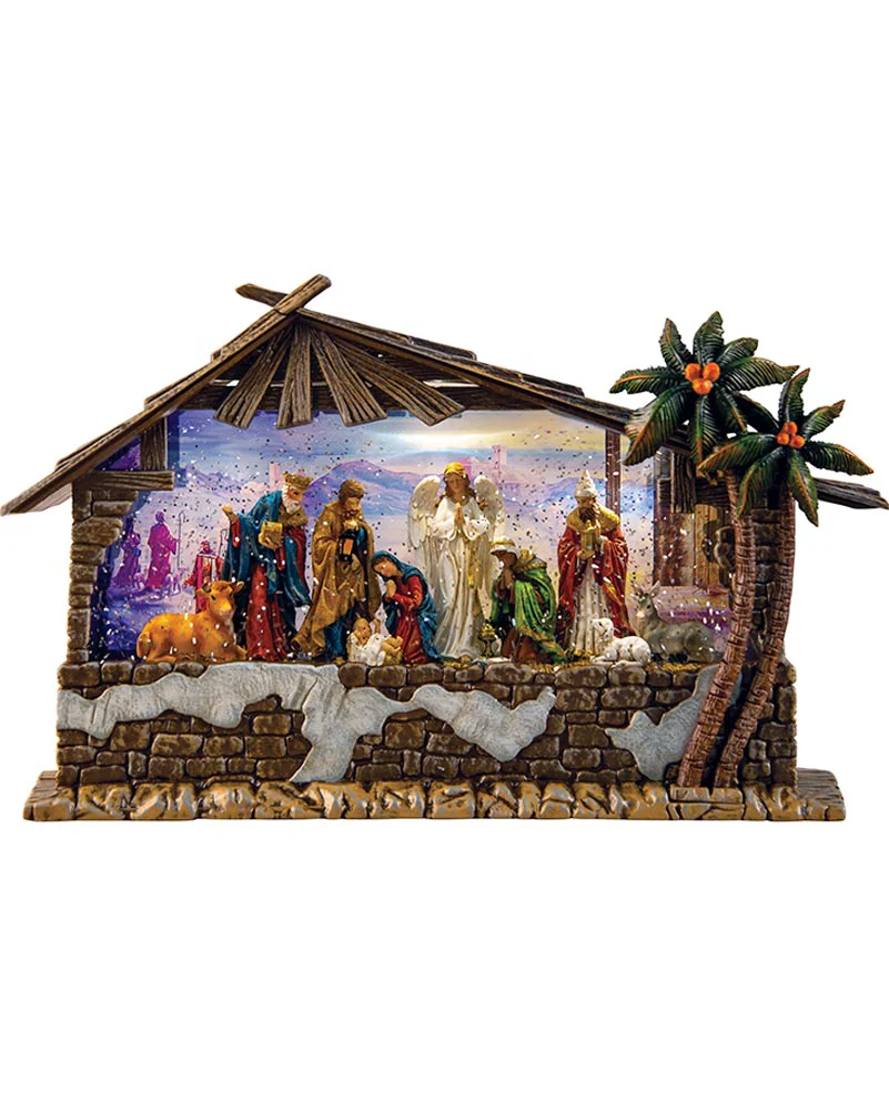 Deluxe USB Christmas LED Nativity Scene with Glitter Swirl and Music 34cm - Image 4