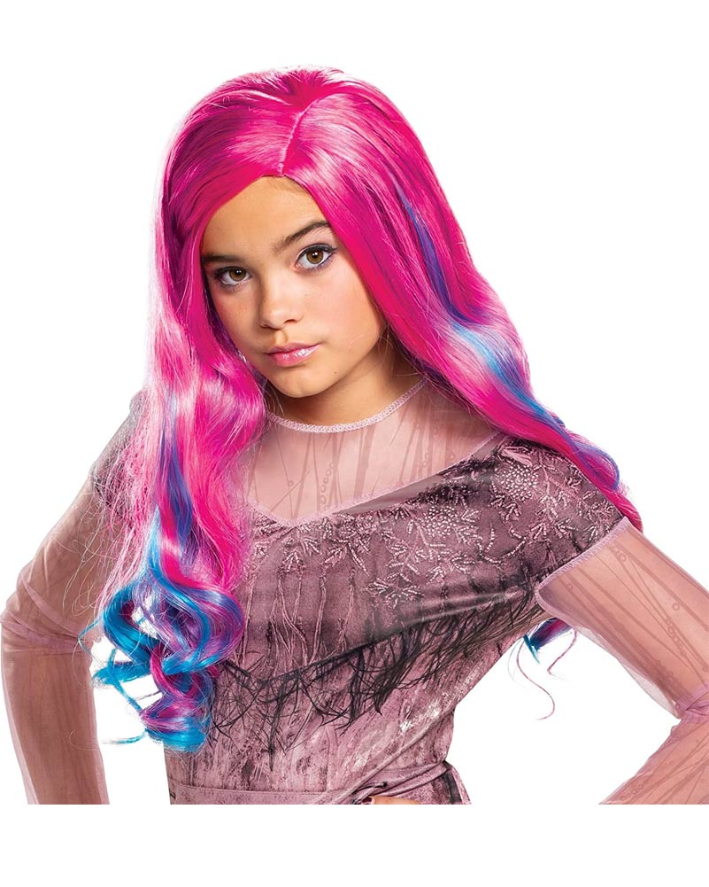 Descendants 3 Audrey Long Pink and Blue Kids Wig - Image 4