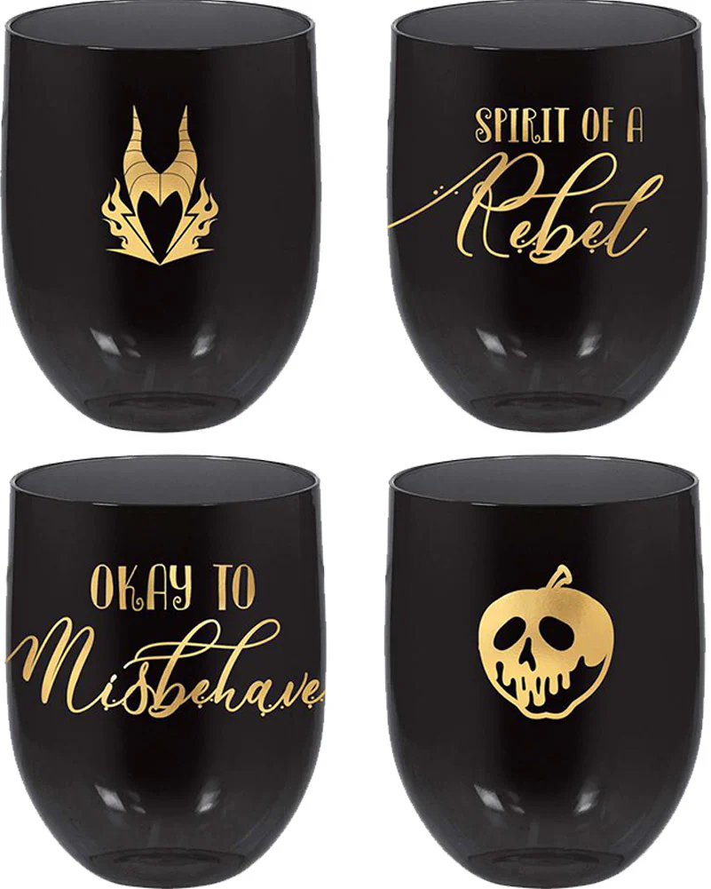 Disney Villains Stemless Drinking Glasses Pack of 4