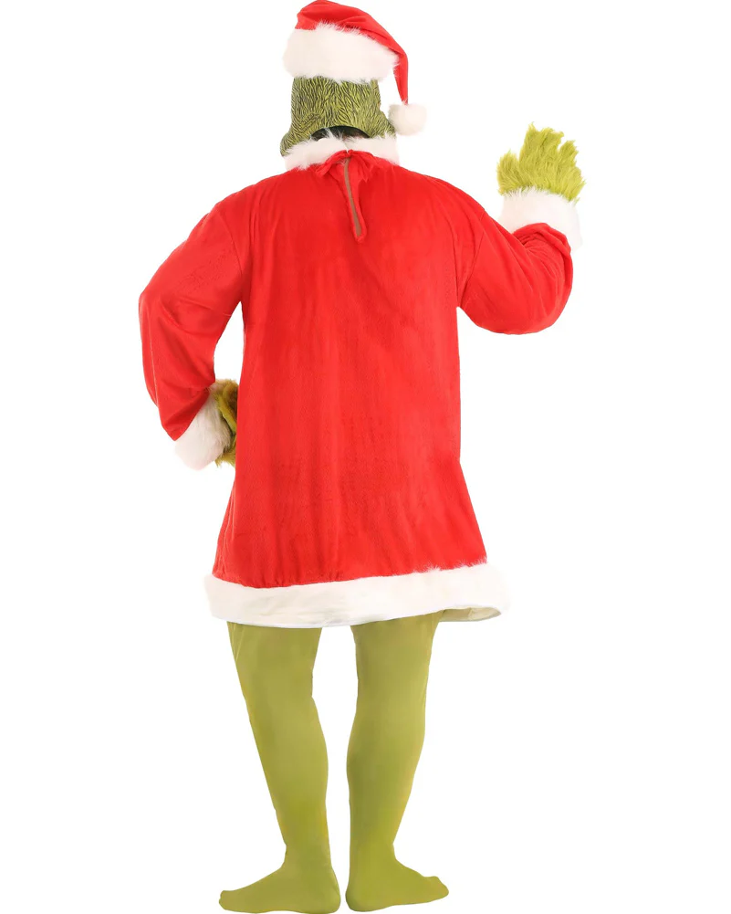 Dr Seuss The Grinch Santa Deluxe Mens Plus Size Book Week Costume - Image 2