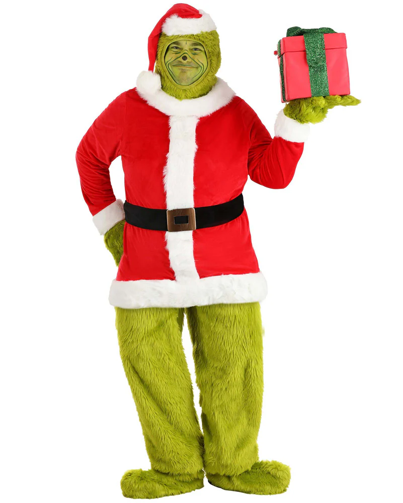 Dr Seuss The Grinch Santa Open Face Adult Plus Size Book Week Costume