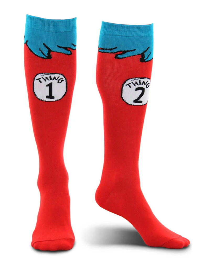 Dr Seuss Thing 1 and 2 Adult Socks
