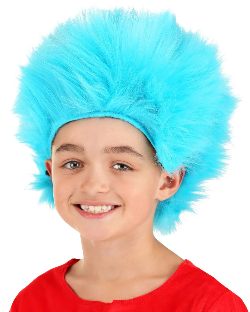 Dr Seuss Thing 1 and 2 Deluxe Plush Blue Kids Wig - Image 2
