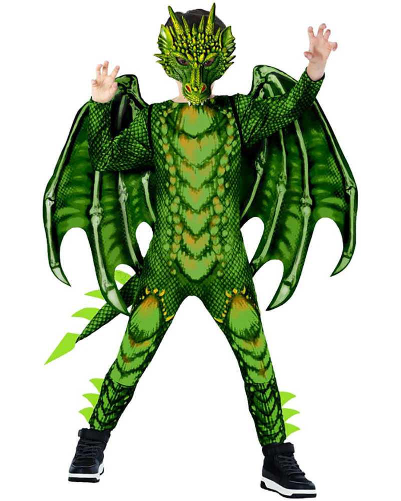 Dragon Jumpsuit Green Kids Costume - Image 2