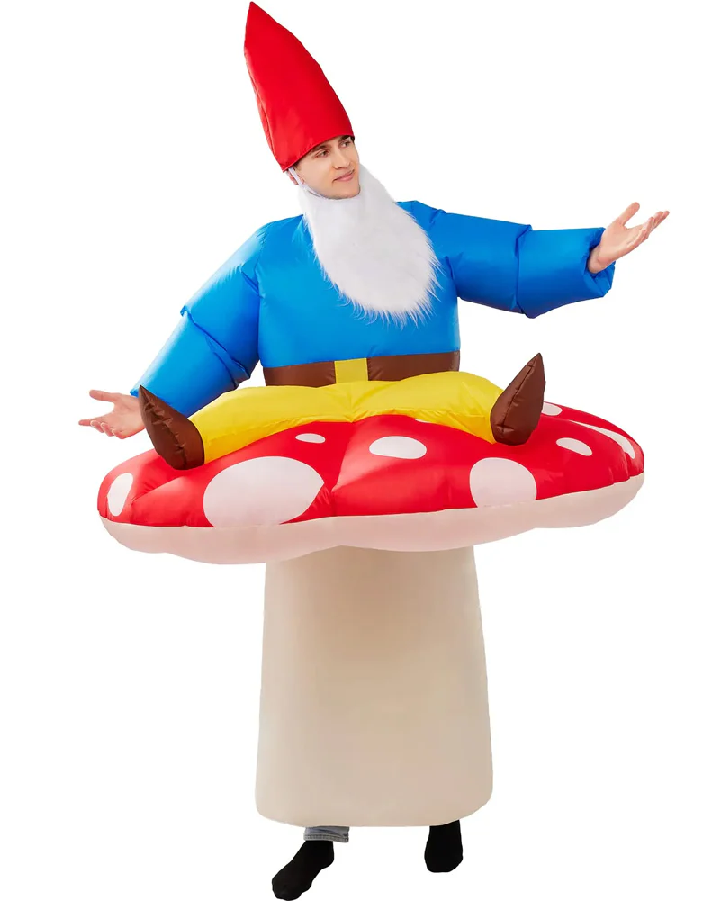 Dwarf On Mushroom Ride-On Inflatable Adult Book Week Costume