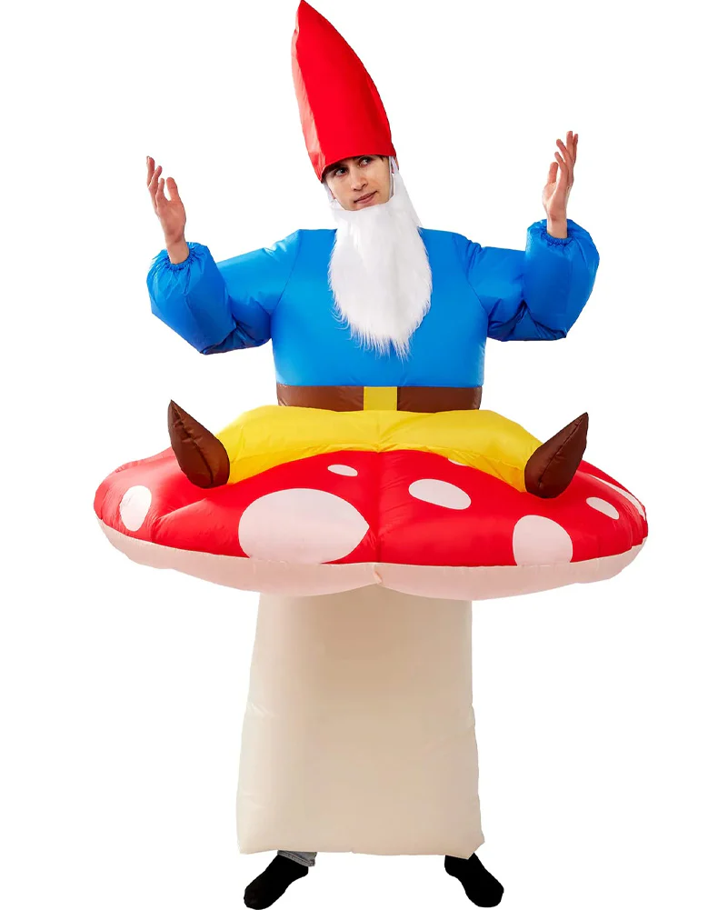 Dwarf On Mushroom Ride-On Inflatable Adult Book Week Costume - Image 2