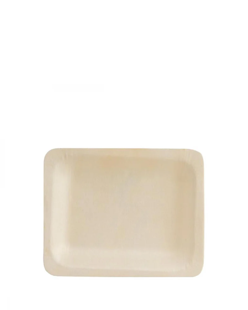 Eco Wooden 12cm Rectangle Plates Pack of 10