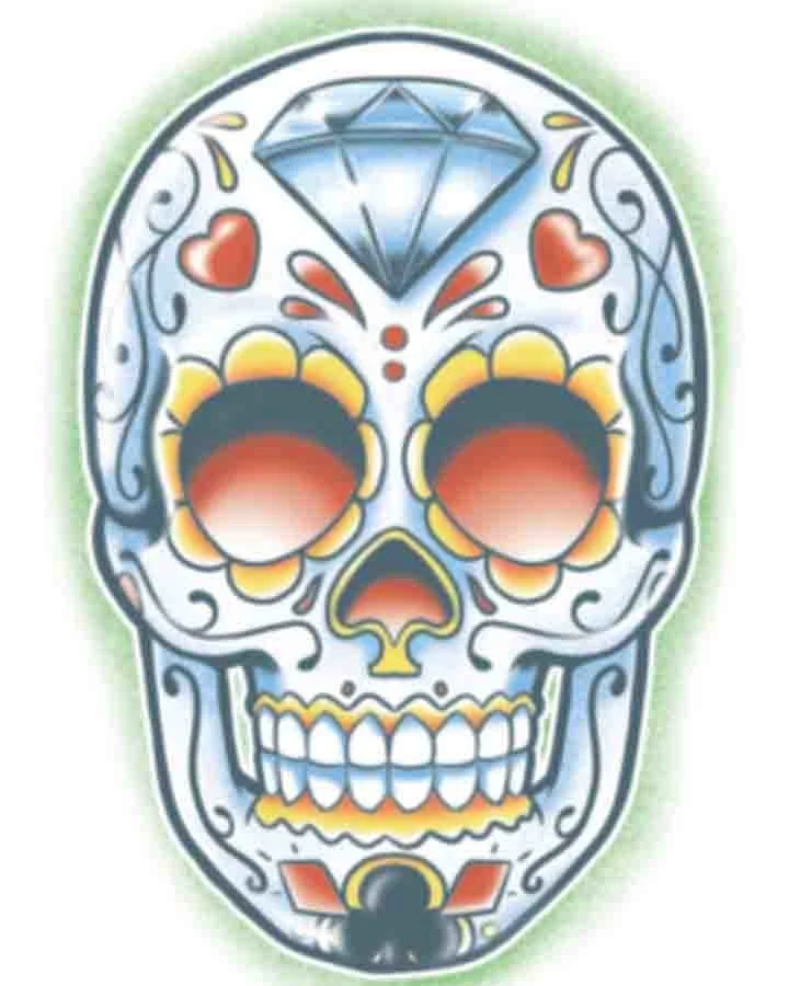 El Jugador Day of the Dead Temporary Tattoo