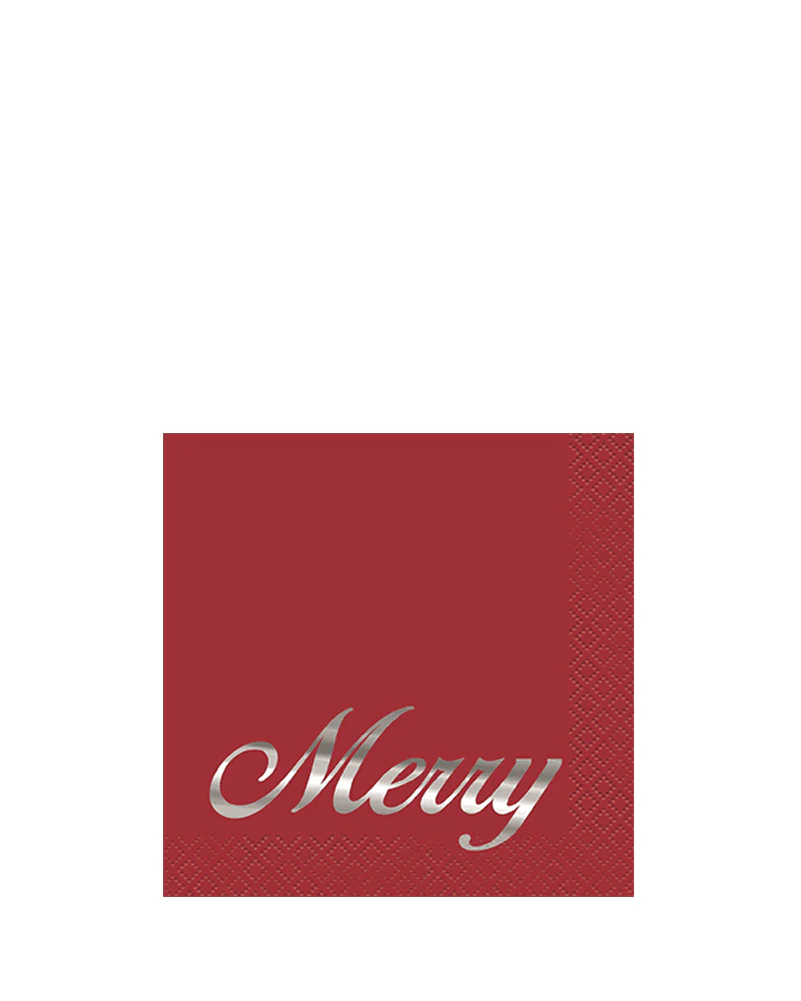 Elegant Red Christmas Foil Stamped Beverage Napkins Pack of 16