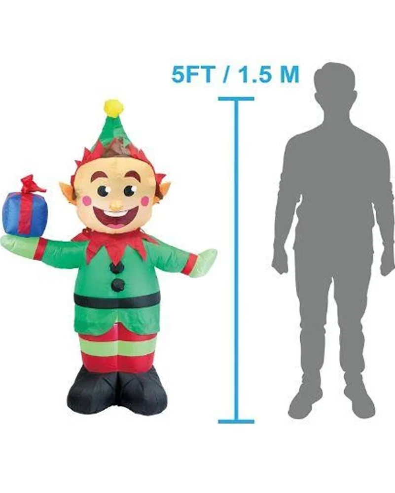 Elf with Present Christmas Lawn Inflatable 1.5m - Image 3