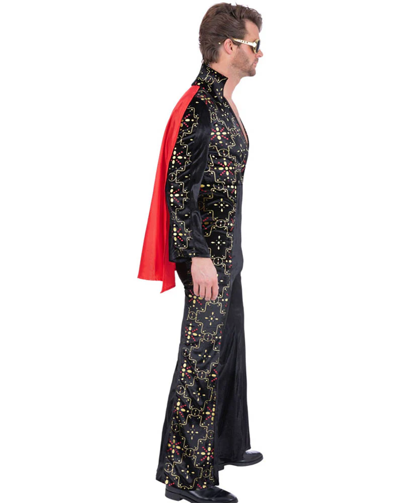 Elvis Black Rhinestone Mens Costume - Image 3