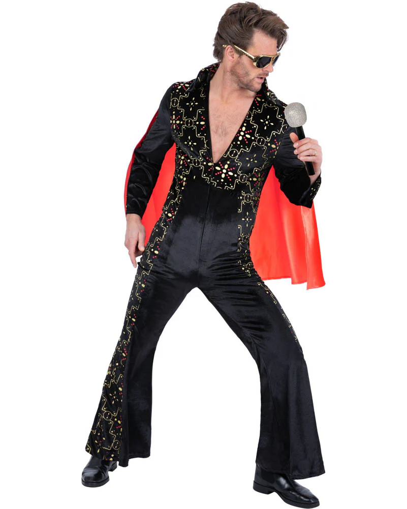 Elvis Black Rhinestone Mens Costume - Image 4