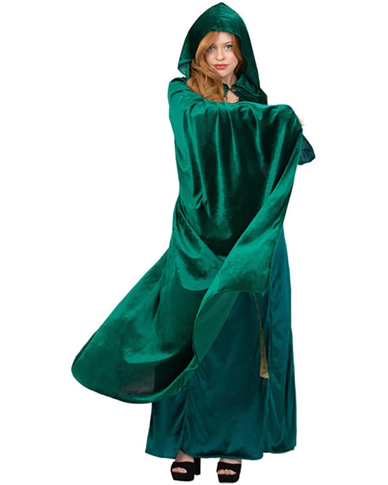 Emerald Green Medieval Adult Deluxe Cloak - Image 2