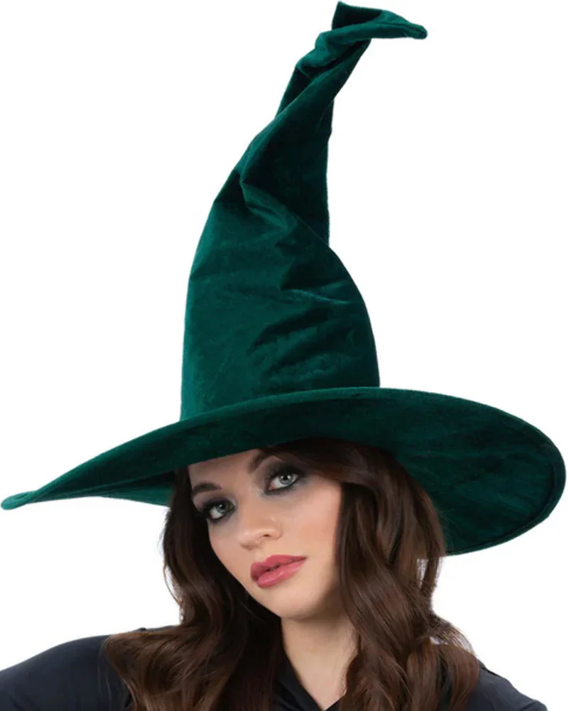 Emerald Green Velour Witch Hat