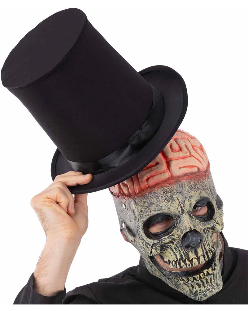 Exposed Brain Skull with Moving Mouth Latex Mask - Image 2