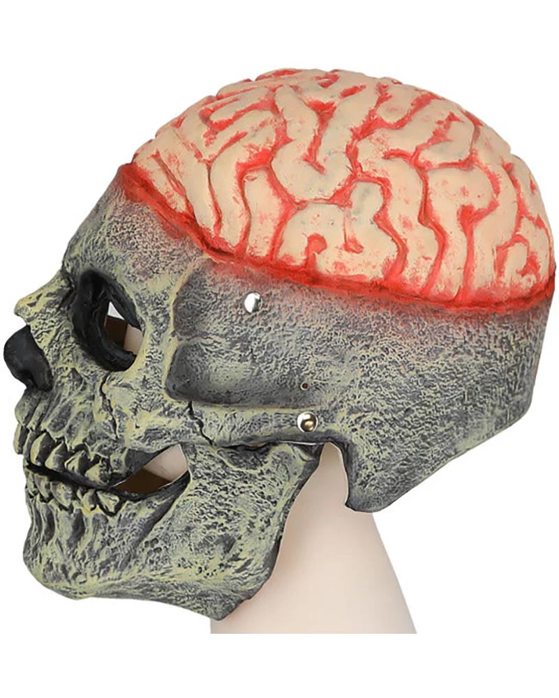 Exposed Brain Skull with Moving Mouth Latex Mask - Image 4
